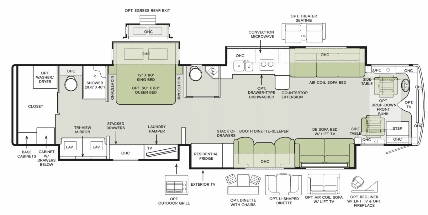 2025 Tiffin Motorhomes Phaeton 44OH Floorplan Image